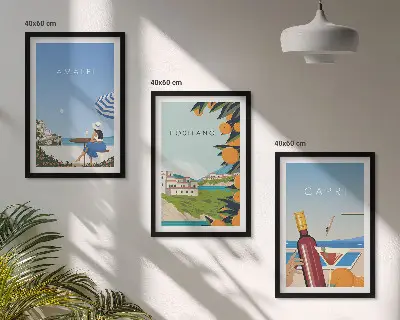 Zestaw obrazów do salonu Amalfi Positano i Capri