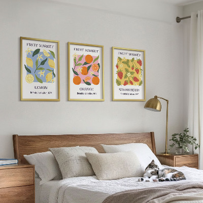 Kompozycja obrazów na ścianę Owocowe postery cytryny truskawki