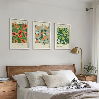 Zestaw obrazów do salonu owocowe postery w stylu vintage