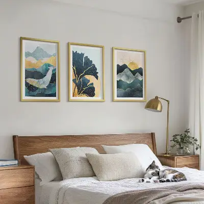 Abstrakcyjne widoki górskie zestaw 3 obrazów do salonu