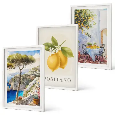 Zestaw obrazów do salonu Widoki Positano z cytrynami