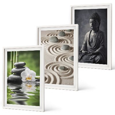 Zestaw 3 obrazów do salonu Relaksujący widok Budda Zen