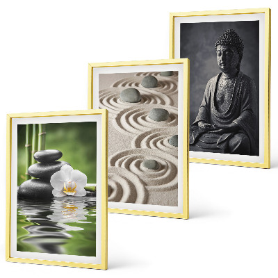 Zestaw 3 obrazów do salonu Relaksujący widok Budda Zen