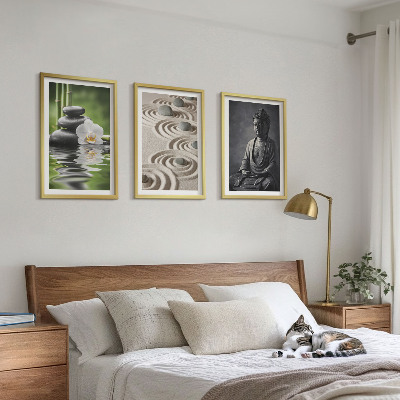 Zestaw 3 obrazów do salonu Relaksujący widok Budda Zen