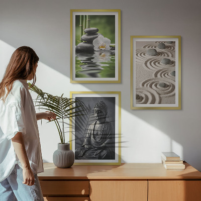 Zestaw 3 obrazów do salonu Relaksujący widok Budda Zen