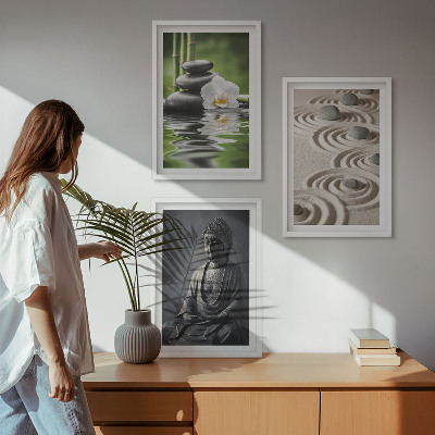 Zestaw 3 obrazów do salonu Relaksujący widok Budda Zen