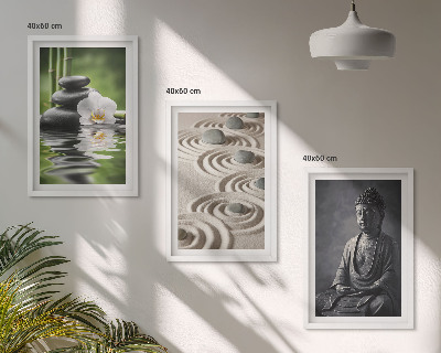 Zestaw 3 obrazów do salonu Relaksujący widok Budda Zen
