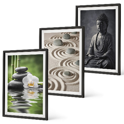 Zestaw 3 obrazów do salonu Relaksujący widok Budda Zen