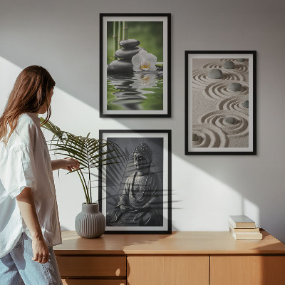 Zestaw 3 obrazów do salonu Relaksujący widok Budda Zen