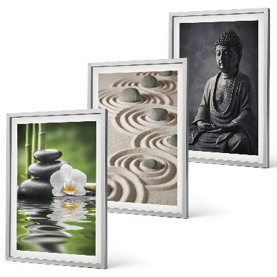 Zestaw 3 obrazów do salonu Relaksujący widok Budda Zen