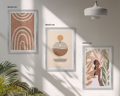 Zestaw obrazów do salonu Stylowe roślinne wzory i geometria