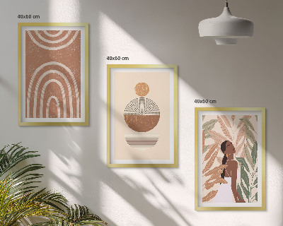 Zestaw obrazów do salonu Stylowe roślinne wzory i geometria