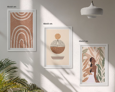 Zestaw obrazów do salonu Stylowe roślinne wzory i geometria