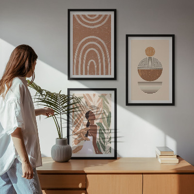 Zestaw obrazów do salonu Stylowe roślinne wzory i geometria