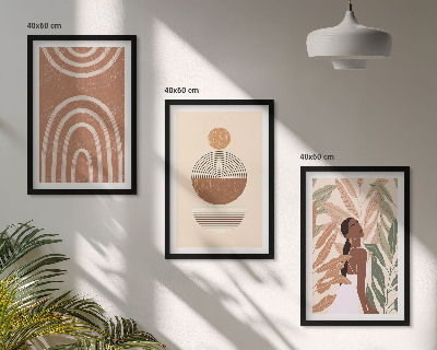 Zestaw obrazów do salonu Stylowe roślinne wzory i geometria