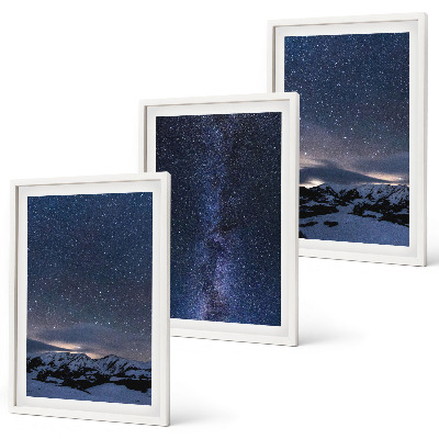 Kompozycja obrazów na ścianę Nocne niebo góry gwiazdy