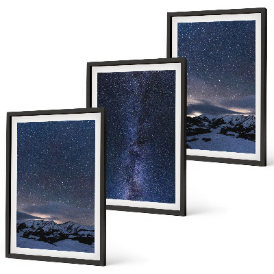 Kompozycja obrazów na ścianę Nocne niebo góry gwiazdy