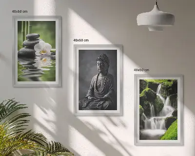 Zestaw 3 obrazów do salonu relaksujące obrazy z motywem wodnym ZEN