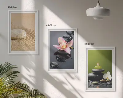 Zestaw 3 obrazów do salonu z relaksującymi motywami kamieni zen