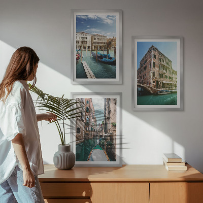 Zestaw 3 obrazów do salonu Wenecja kanały architektura