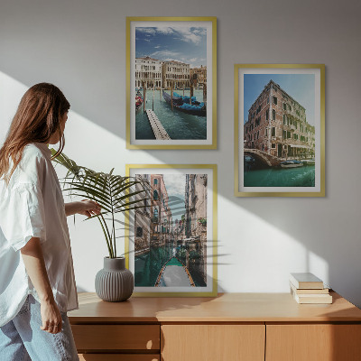 Zestaw 3 obrazów do salonu Wenecja kanały architektura