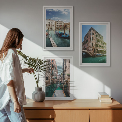 Zestaw 3 obrazów do salonu Wenecja kanały architektura