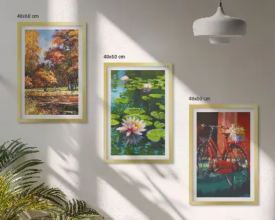 Kompozycja obrazów na ścianę kolory jesieni z motywem lilii na taras