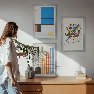 Zestaw obrazów do salonu Abstrakcyjne nowoczesne geometrie