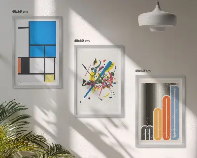 Zestaw obrazów do salonu Abstrakcyjne nowoczesne geometrie