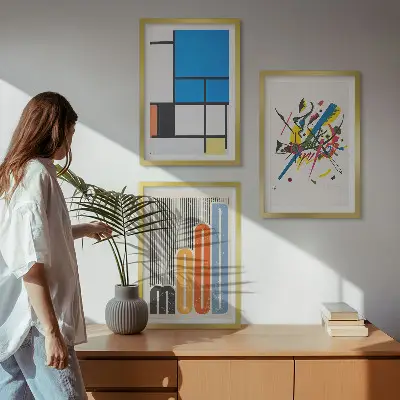 Zestaw obrazów do salonu Abstrakcyjne nowoczesne geometrie