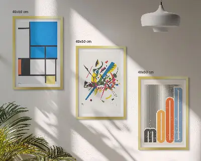 Zestaw obrazów do salonu Abstrakcyjne nowoczesne geometrie