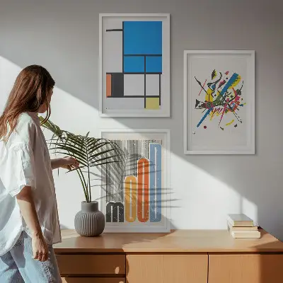 Zestaw obrazów do salonu Abstrakcyjne nowoczesne geometrie