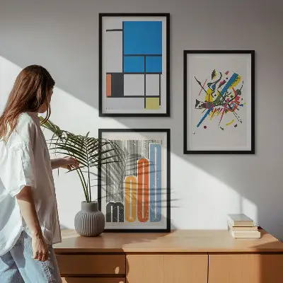 Zestaw obrazów do salonu Abstrakcyjne nowoczesne geometrie