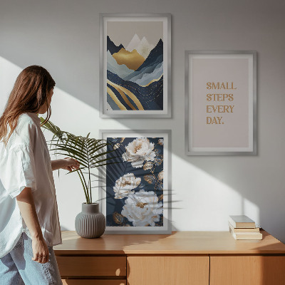 Kompozycja obrazów na ścianę Abstrakcyjne góry kwiaty inspiracja