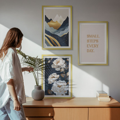 Kompozycja obrazów na ścianę Abstrakcyjne góry kwiaty inspiracja
