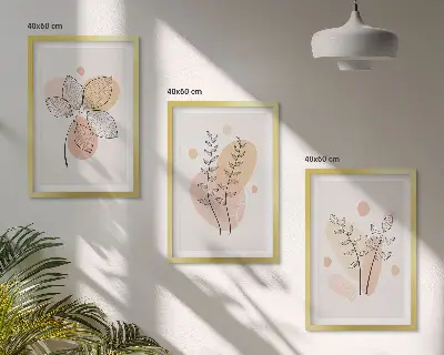 Zestaw obrazów do salonu rysunki roślinne w pastelowych barwach