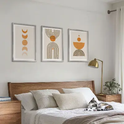 Kompozycja obrazów na ścianę w stylu boho minimalistyczne dekoracje