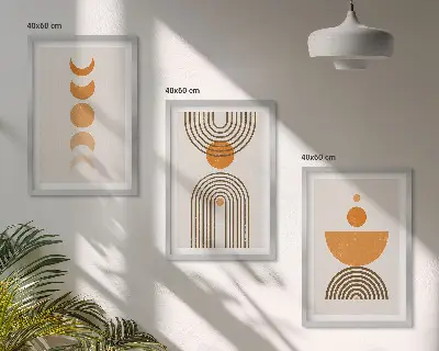 Kompozycja obrazów na ścianę w stylu boho minimalistyczne dekoracje