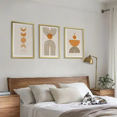 Kompozycja obrazów na ścianę w stylu boho minimalistyczne dekoracje