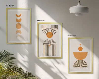 Kompozycja obrazów na ścianę w stylu boho minimalistyczne dekoracje