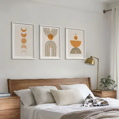 Kompozycja obrazów na ścianę w stylu boho minimalistyczne dekoracje