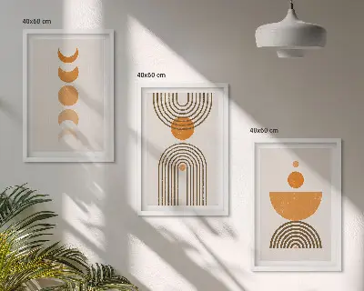 Kompozycja obrazów na ścianę w stylu boho minimalistyczne dekoracje