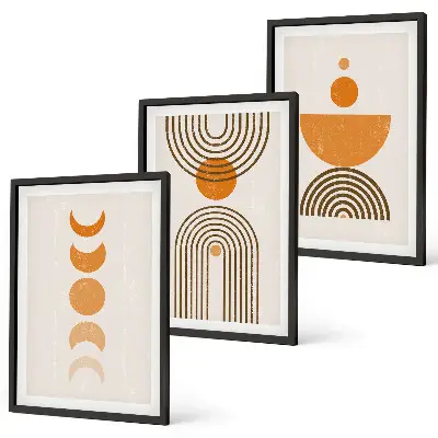 Kompozycja obrazów na ścianę w stylu boho minimalistyczne dekoracje