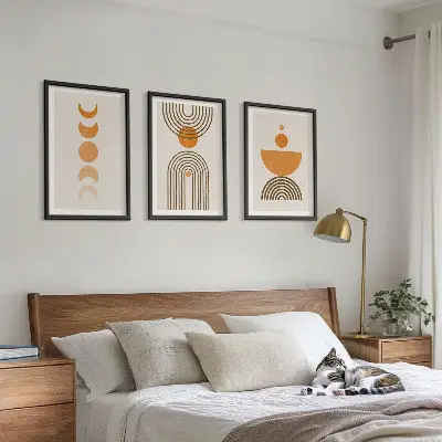 Kompozycja obrazów na ścianę w stylu boho minimalistyczne dekoracje
