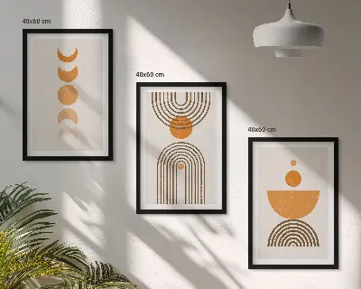 Kompozycja obrazów na ścianę w stylu boho minimalistyczne dekoracje