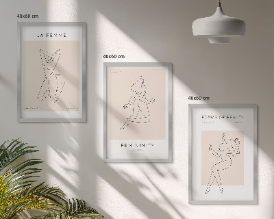 Zestaw 3 obrazów do salonu Sylwetki kobiet minimalizm poster