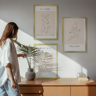 Zestaw 3 obrazów do salonu Sylwetki kobiet minimalizm poster