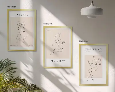 Zestaw 3 obrazów do salonu minimalistyczne sylwetki kobiet