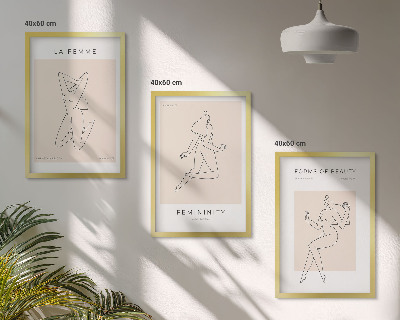 Zestaw 3 obrazów do salonu Sylwetki kobiet minimalizm poster