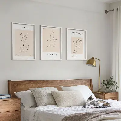 Zestaw 3 obrazów do salonu minimalistyczne sylwetki kobiet
